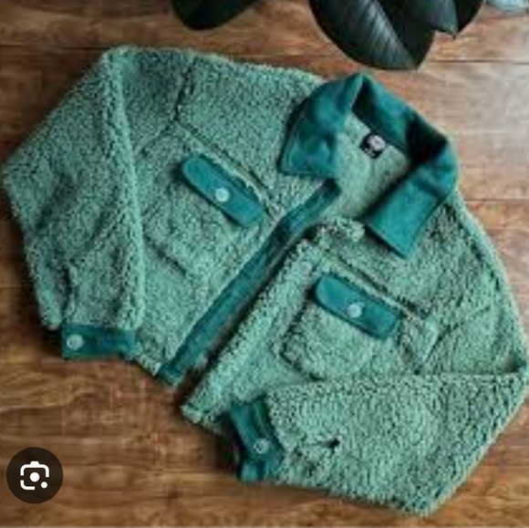 PacSun Green Sherpa Cropped Jacket Size XL - Picture 3 of 6